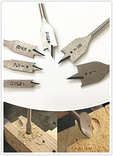 DRILLFORCE 6pcs Wood Flat Bits Set 3/8" - 1"