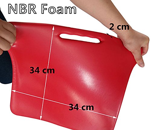 Hongwo Square Foam Garden Kneeling Pad Kneeler Cushion Knee Mat with Handle for Baby Bath, Fitness, Yoga, Gym, Cleaning-13.4"x13.4"x0.8"-Red