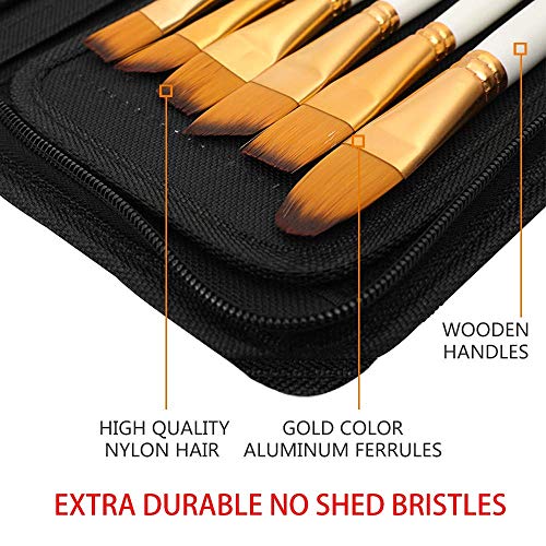 DUGATO Artist Paint Brush Set 15pcs Includes Pop-up Carrying Case with Free Palette Knife and 2 Sponges for Acrylic, Oil, Watercolor, Art, Scale Model, Face, Paint by Numbers for Adults - Thumbnail 2