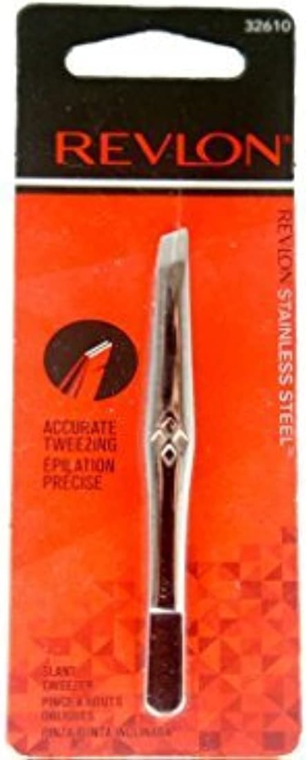Revlon Stainless Steel Slant Tip Tweezers for Accurate Hair Removal