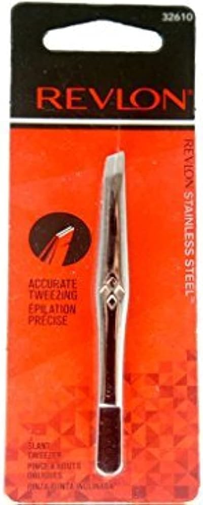 Revlon Stainless Steel Slant Tip Tweezers for Accurate Hair Removal