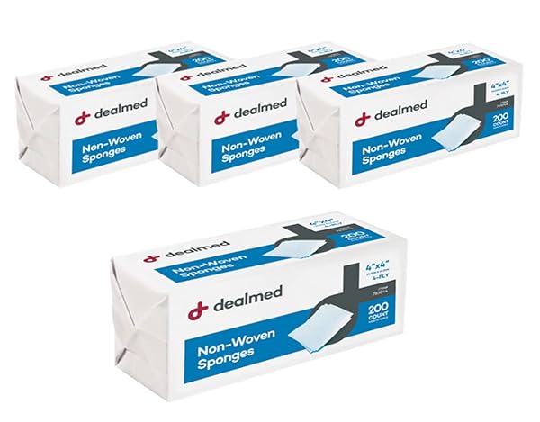 DEALMED NON-WOVEN GAUZE SPONGES – 4-PLY, 4″ X...
