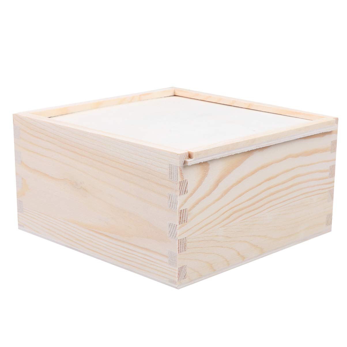 Photo 1 of 1Pc Box With Lids Sliding- Lid Wooden Boxes Decorative Storage Boxes Wooden Unfinished Storage Box for Birthday Party (15 * 15 * 8)