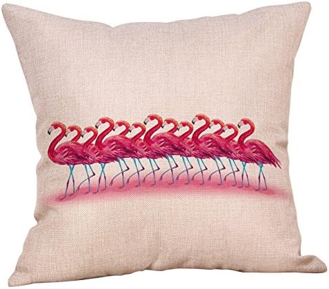 Flamingo Design Pillow Case for Sofa Bed Car Cotton Linen Cushion Cover 20x20"/24x24"