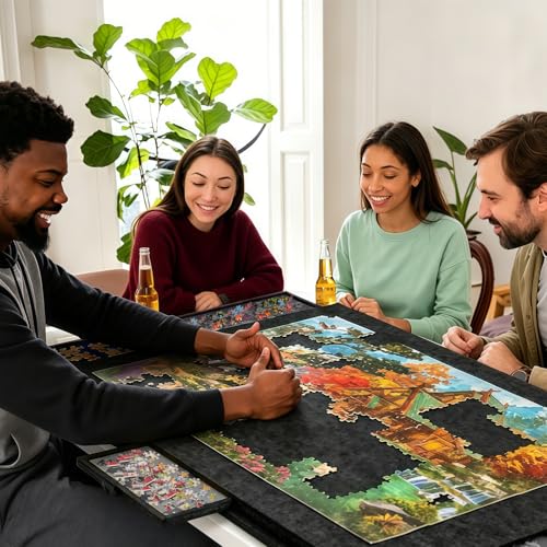 TRYXZSZ Mesa para Rompecabezas de Sintió 1500PCS, Tablero para Rompecabezas de Plegable, Puzzle Board Todo en Uno, con 6 Cajones y Cubierta, No Requiere Montaje, Ligero y Portátil