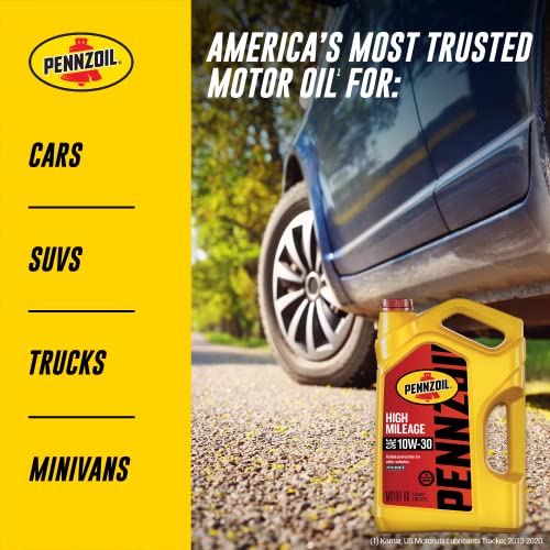 Pennzoil High Mileage Conventional 10W30 Motor Oil for Vehicles Over