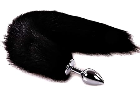 Unisex Anal Stopper Analplug mit Schweif Edelstahl Butt Plug mit Fuchsschwanz Analplug mit Kunstfell Schwanz. Groß 47cm High 