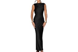 Memoriesea Women's Elegant Sleeveless High Neck Tie Cocktail Wedding Party Maxi Dress