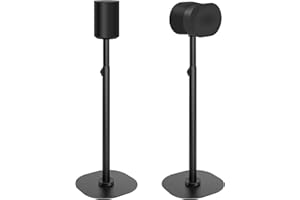 Haturi Speaker Stands Pair for Sonos ERA 100 & 300 Adjustable 22”–42” Floor Stands with Cable Management Heavy Duty Metal Construction Non Slip Base for Living Room Bedroom Office