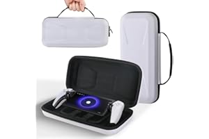 Kabinka Carrying Case for PS Portal Remote Player for PS5 Game Console, PS Portal PU Leather Hard Shell Travel Handbag Fits PS Portal Accessories (White)