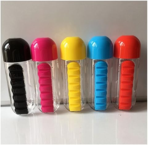 5 Colors Combine Daily Pill Box Organizer With Water Bottle Weekly Seven Compartments With Drinking Bottle Easy Carrying