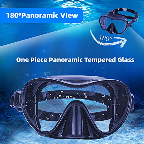 Keystand Dry Top Snorkel Mask, Upgrade Diving Snorkel Set,Adjustable Size Snorkeling Gear for