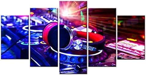 Modular Picture on the Wall for Music Bar Poster Canvas Print 5 Piece Art Fabric Modern Wall DJ Club8x12x2p+8x16x2p+8x20x1p inch^^^With Frame