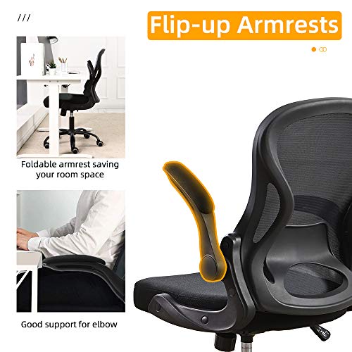 BERLMAN Ergonomic Mid Back Mesh Office Chair Desk Chair with Flipup Arms and Adjustable Height