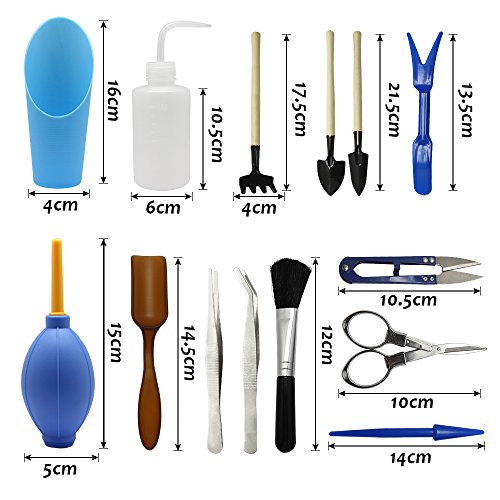 Homagty 14 Pcs Transplanting Tools, Mini Garden Succulent Tool Small Gardening Hand Tools Set for Indoor Miniature Fairy Garden Plant Care - Thumbnail 2