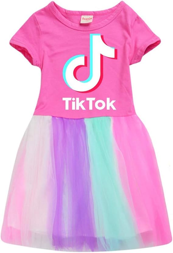 Girl TIK Tok Dress Soft Cotton Causal Dresses Kids Unisex Summer