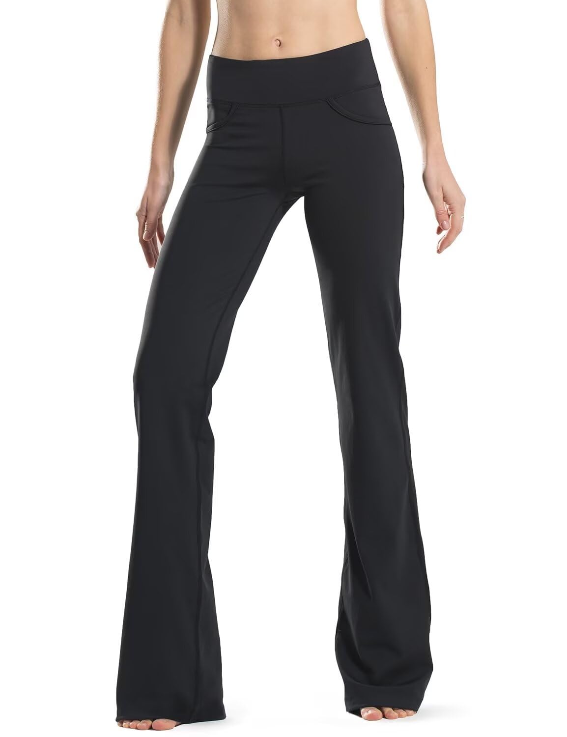 SAFORT 28"/30"/32"/34" Inseam Regular/Tall Bootcut Yoga Pants, 4 Pockets, UPF50+, Black, L