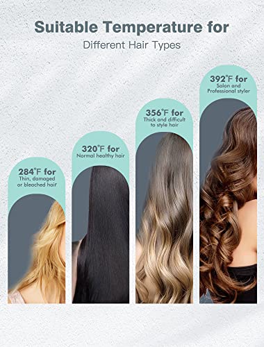 Hair Straightener Flat Iron, Mini Hair Straightener and Curler 2 in 1, Instant Heating, Adjustable Temp for All Type Hair, Professional Straightener Iron, Pouch & Glove Included, Green