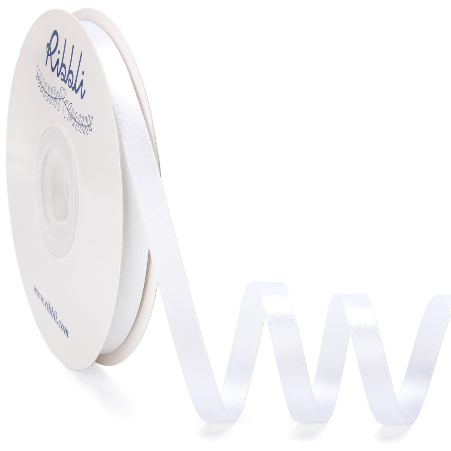 Photo 1 of Ribbli White Satin Ribbon Double Faced Satin 3/8 Inch x Continuous 50 Yards-White Ribbon for Gift Wrapping Crafts Wedding Decoration Bows Bouquet Floral Arrangement