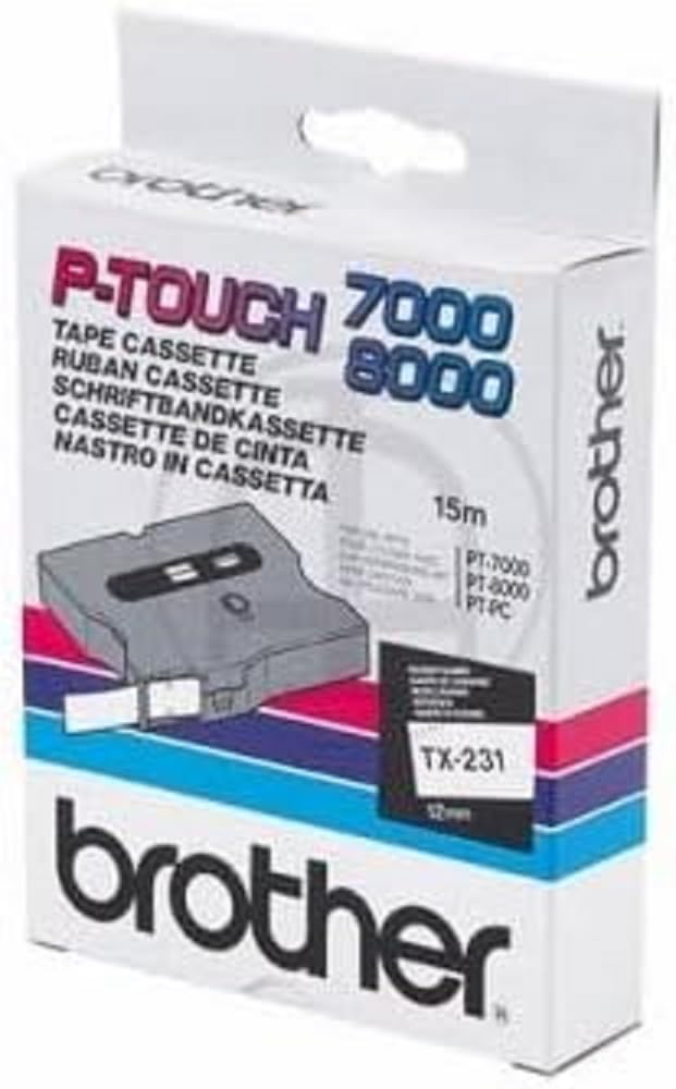 Brother - Black, white - Roll (1.2 cm x 15.2 m) 1 cassette(s) laminated tape - for P-Touch PT-7000, PT-8000, PT-PC
