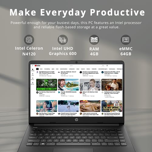 HP 2022 Stream 14" HD BrightView Laptop, Intel