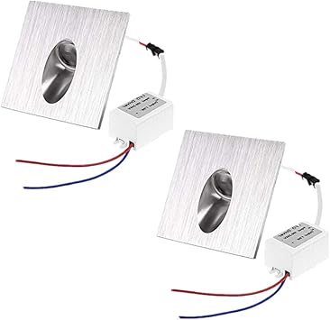 Pack de 2, onerbuy cuadrado empotrable LED paso escaleras luz lámpara