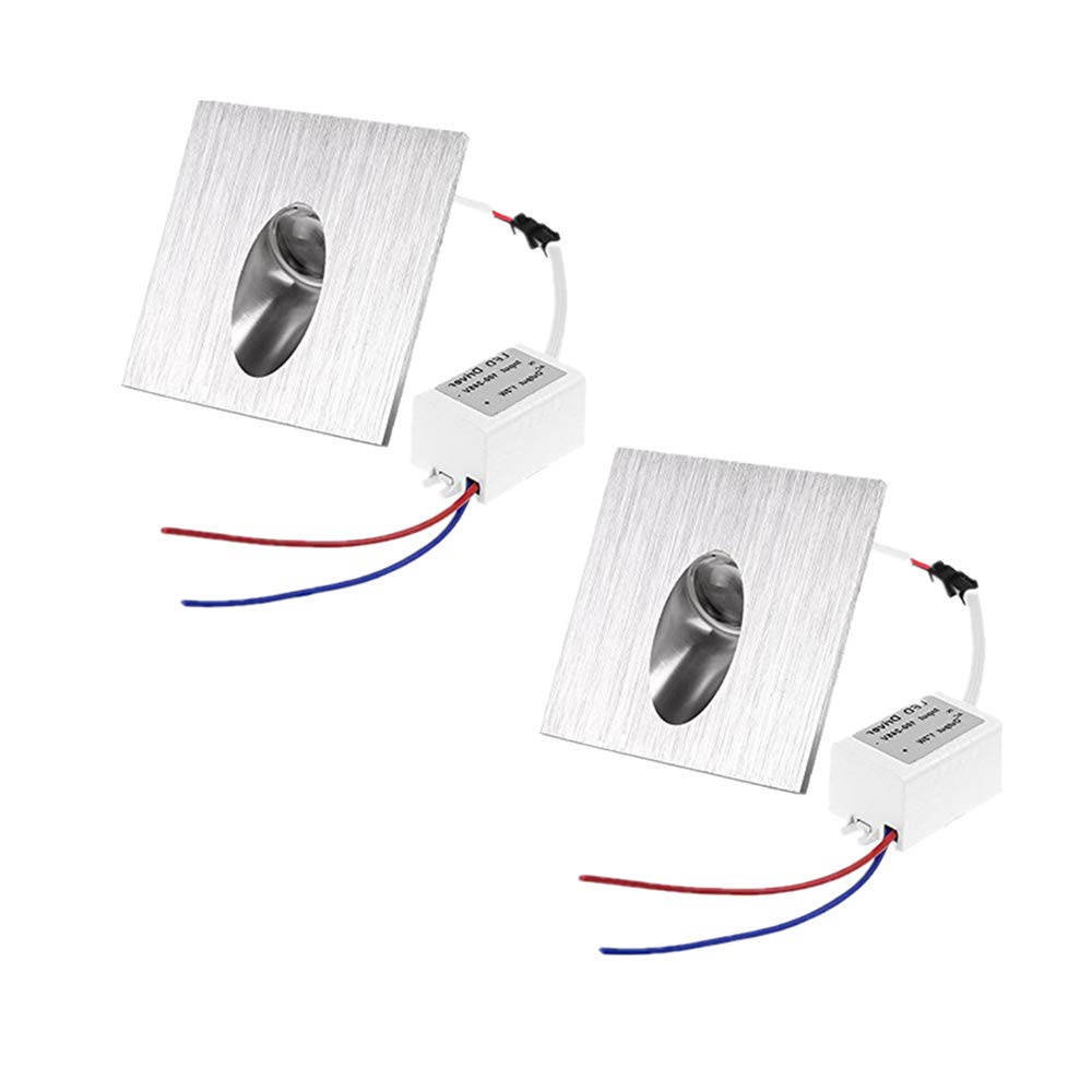 Onerbuy Pack of 2, Square Recessed LED Step Stair Light Wall Lamp Porch Pathway Spot Light Plinth Patio Lighting for Corner Deck Balcony (Warm White)