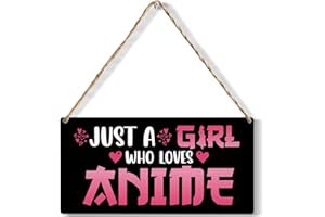 YCYD Funny Just a Girl Who Loves Anime Wood Sign Rustic Anime Lovers Wooden Hanging Plaque for Home Living Room Girl Bedroom Wall Art Decoration 6 x 12 Inches Present