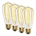 E26 Edison Bulb 40 Watt - Fully Dimmable, ST18 Teardrop, E26 Base, Warm White, 2200K, Hairpin Filament, Vintage Style Incandescent Light Bulbs, Flatbush Collection - Set of 4