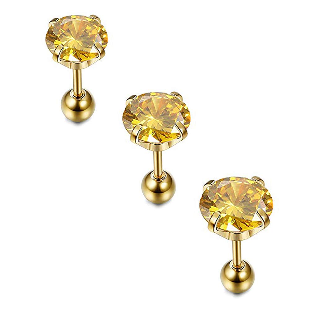 MODRSA 16G Stainless Steel Diamond CZ Ball Stud Tragus Earring for Women Men Cartilage Earrings Jewelry Barbell 6MM