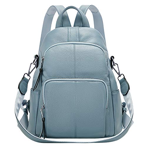 blue leather backpack purse