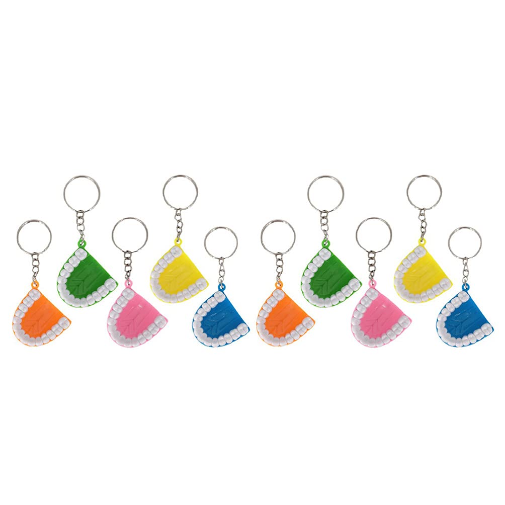 10pcs Denture Keychain Funny Teeth Ornament Purse Charms Handbag Keychain Car Key Charm Novelty Halloween Horror Pendant Teeth Bags Child