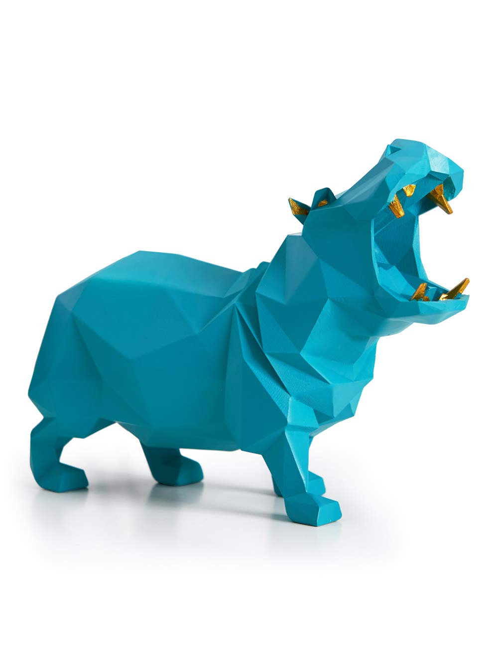 Amoy-Art Hippo Gifts Arts Animal Sculpture Decor Modern Figurine Home Statue Table Centerpiece Crafts Polyresin Ornament Blue 18cm