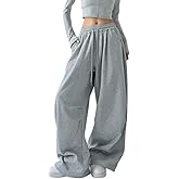 XAJKOU Baggy Sweatpants for Women Men Y2k Wide Leg Sweatpants Casual Loose Fit Drawstring Sweat Pants Athletic Grunge Clothes