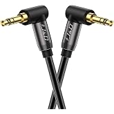 J&amp;D AUX Cable, 15ft Stereo Aux Cord, 90 Degree Right Angle 1/8 AUX Cord Copper Shell 3.5mm Stereo Audio Auxiliary Cable for Phone Tablet MP3 Player and All Other Devices
