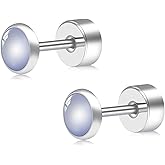 ZDE Titanium Flatback Earrings for Women Turquoise/Black Oxy/Malachite Stud Earrings Flat Back Ladies Earstuds Hypoallergenic Cartilage Flatback Earring 4MM/5MM