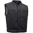 First Mfg Co Lowrider Mens Motorcycle Biker Riding Armor Club Style Black Leather, Twill, Moto Mesh, Perforated Vest