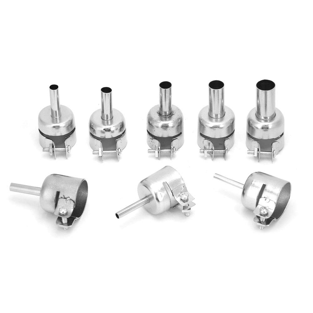 Ouitble Hot Air Gun Nozzle Kits 8Pcs 3mm~12mm Stainless Steel Hot Air Soldering Station Repair Nozzle for Hot Air Gun 850 850A 852 852D 852D +950