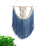 BlueMake Macrame Wall Hanging Tapestry Hand Woven Pendant Decoration House Ceremony Living Room Home Furnishing Accessories (Blue)