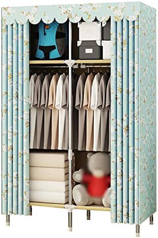 Hmeigui 布製ワードローブポータブルクローゼット整理 ポリエステルコットン布 ワードローブクローゼット カーテンタイプ 強化