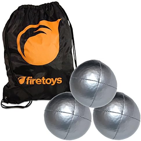 Juggling Ball Set - 3x Silver Juggling Balls &amp; Firetoys Bag