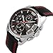 Voeons Men’s Chronograph Watches, Black Red Leather Analog Quartz Sport Casual Wrist Watch for Men