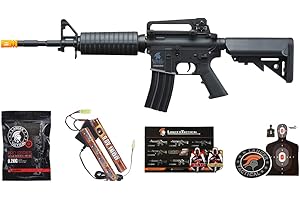 Lancer Tactical Gen 2 Airsoft M4A1 Carbine Polymer AEG Gun w/9.6v Nimh 1600 mAh Battery, Charger, 1000 Rounds 0.20g BBS Included (Black/Tan)