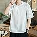 Men’s Summer Vintage Stripe Linen Patchwork Short Sleeve T-Shirt Comfort Tops Whitethumb 3
