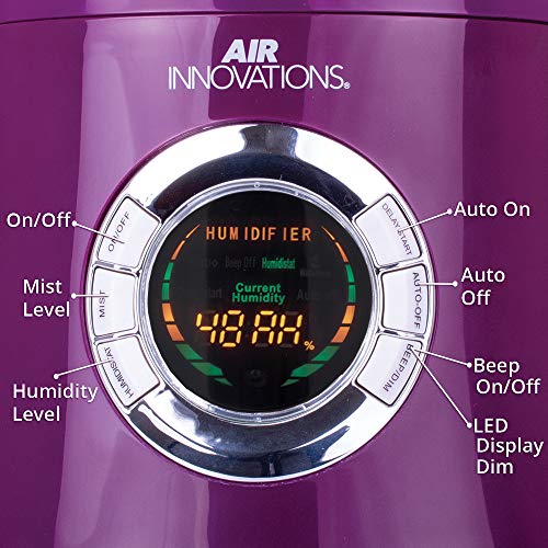 Air Innovations MH-701BA Purple Humidifier Whisper-Quiet Large Capacity 1.7Gal Cool Mist Ultrasonic for Rooms up to 600 SqFt and Baby Bedroom Lasts Up to 96 Hours Includes Remote and Digital Display - Thumbnail 4