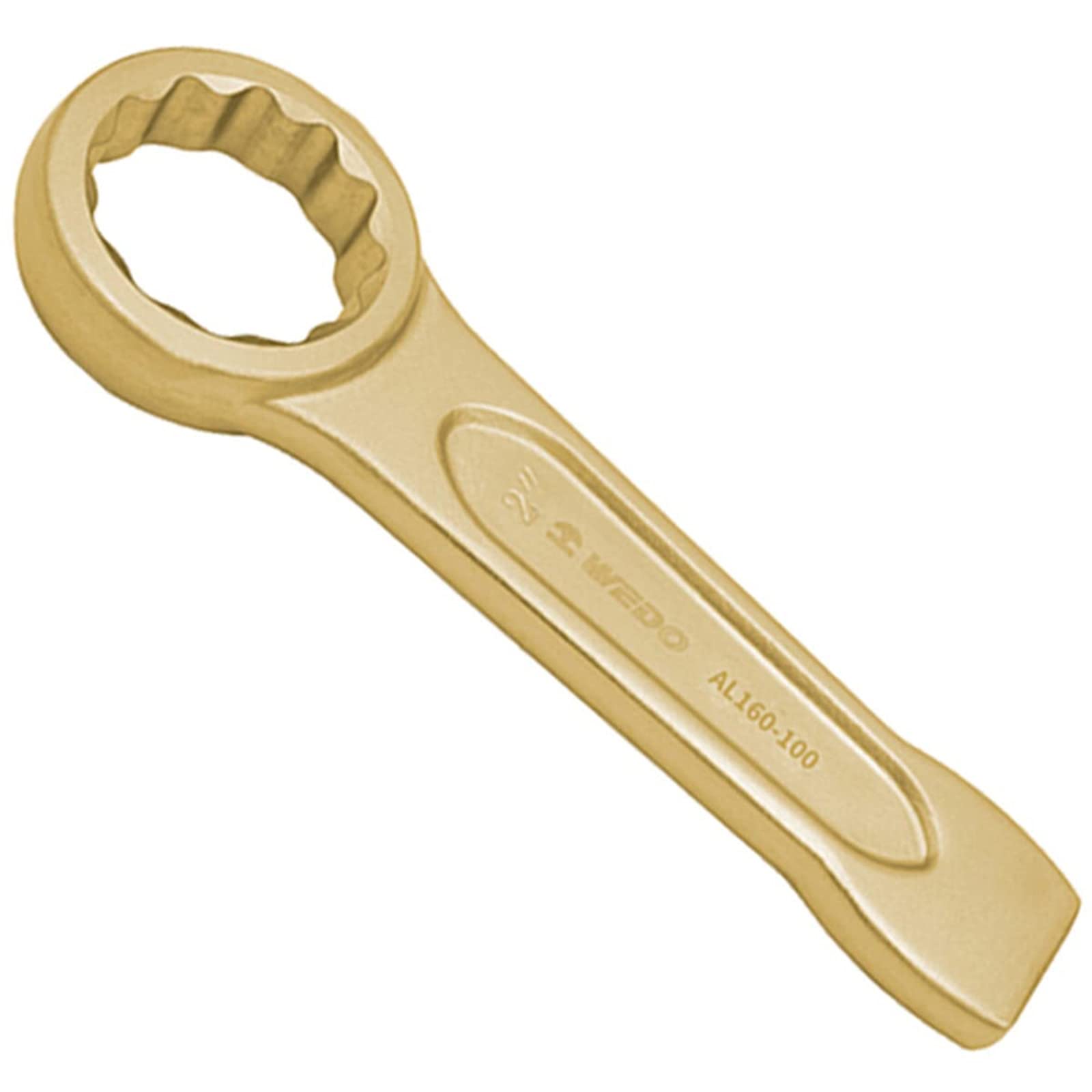 WEDO Non-Sparking Striking Box Wrench,36mm Box End Striking Ring Wrench,Length 205mm,Spark-Free Safety Spanner,Aluminum Bronze,Corrosion-Resistance,DIN 7444 Standard, BAM & FM Certificate