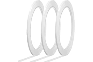 MECCANIXITY Whiteboard Tape 1/8" x 72 Yard Pinstripe Graphic Chart Line Grid Marking Tapes for Classroom Office Dry Erase Board Art, White, Pack of 3