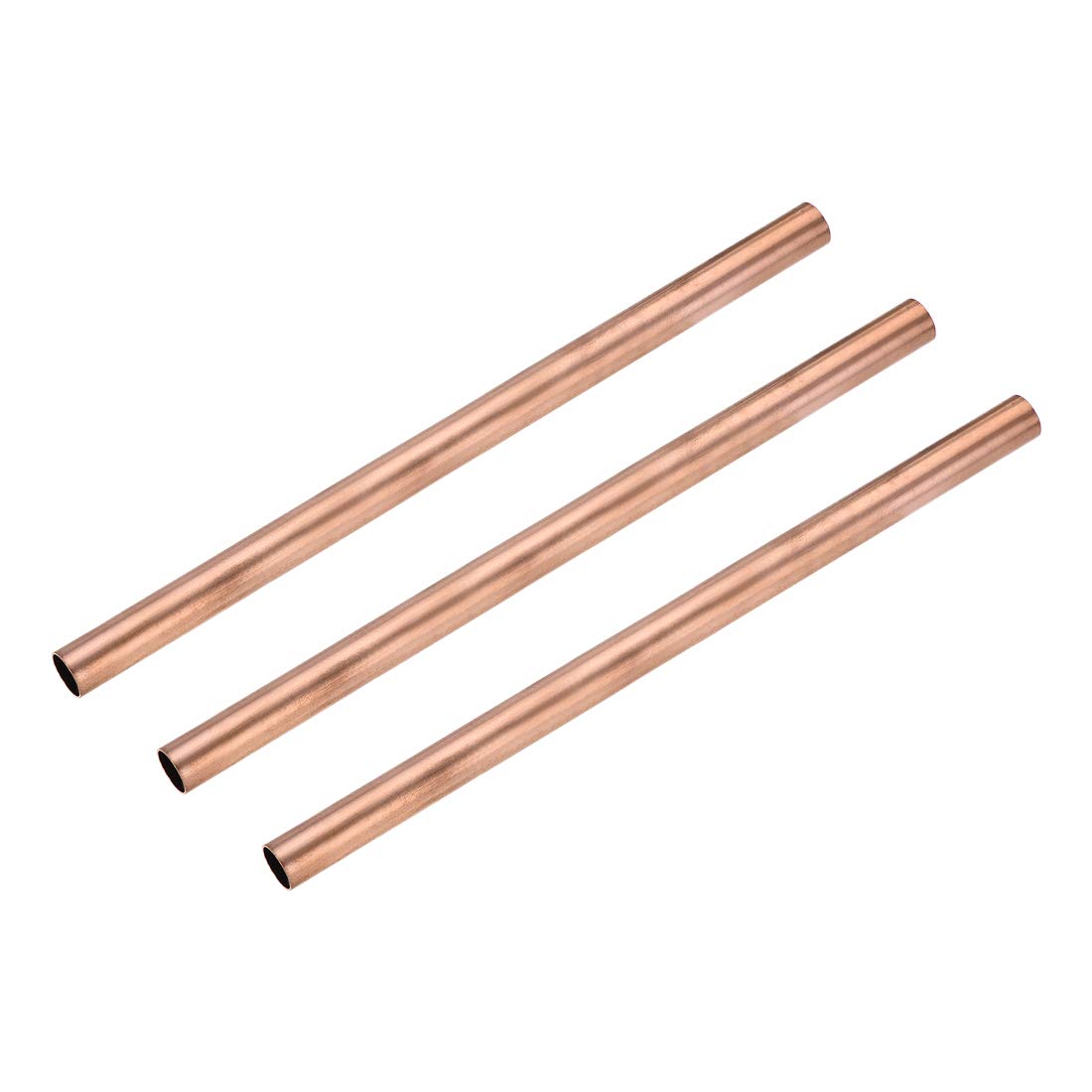 sourcing map Copper Round Tube, 11mm OD 0.5mm Wall Thickness 200mm Length Straight Pipe Tubing 3 Pcs
