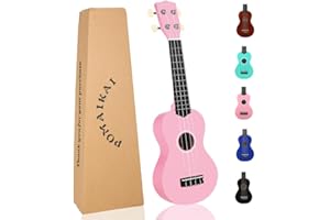 POMAIKAI Soprano Wood Ukulele Starter Uke Hawaii Guitar 21 Inch Students and Beginners (Pink)