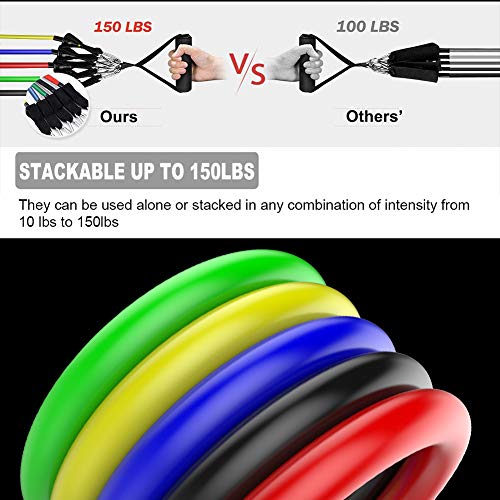 COOWOO-2020-Upgrade-Resistance-Bands-Set-Exercise-Bands-Legs-Ankle-Straps-Perfect-Home-Gym-for-Arms-Legs-and-Full-Body-TrainingCarry-Bag-Included
